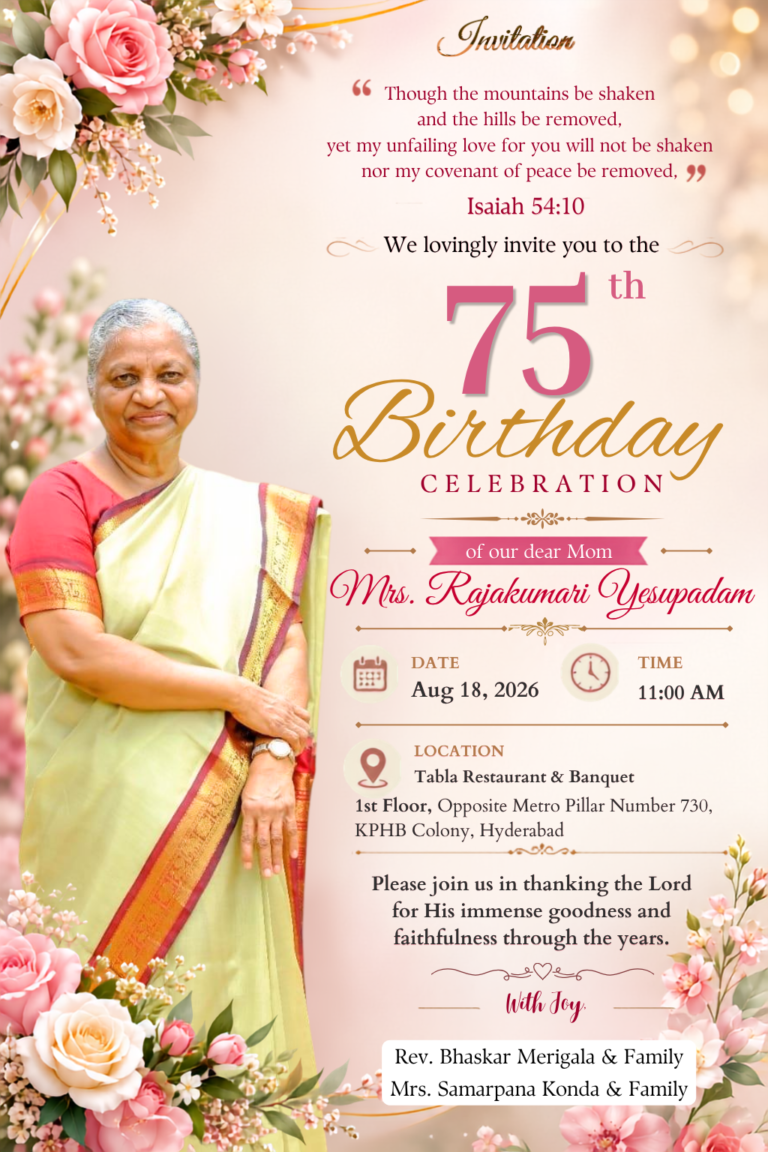 Mrs. Rajakumari Yesupadam – 75th Birthday Celebration.